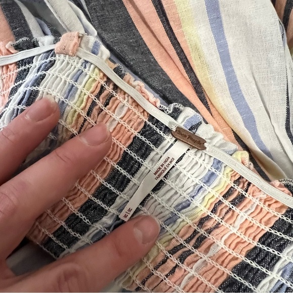 Free People Lilah Multi Striped Pleated Midi Dress - Picture 11 of 13